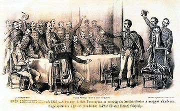 Széchenyi István makes his offering to establish the Hungarian Academy of Sciences